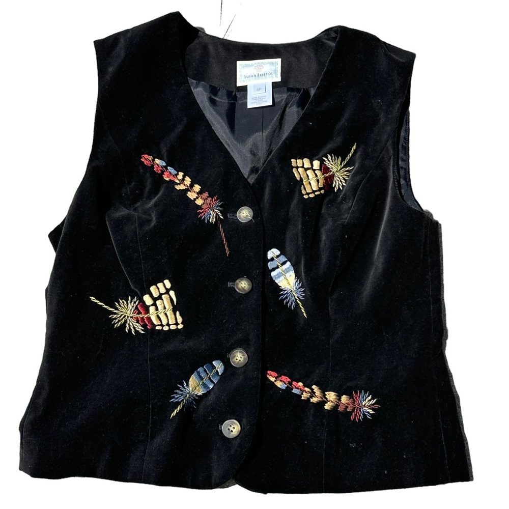 90’s Velvet Vest Size 8 by Susan Bristol. Cowboy Boho Whimsy Goth